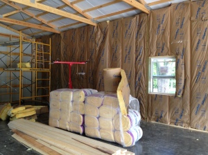 One wall with insulation up