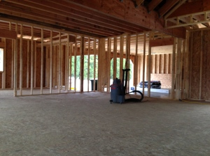 Looking from the family room toward the kitchen