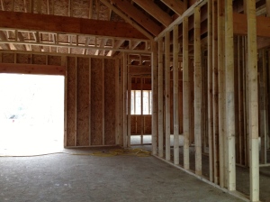 Looking from the family room to the hall closet on the right of the entryway