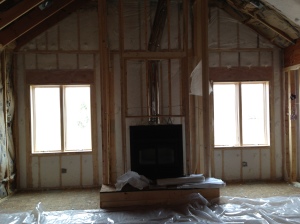 Fiberglass insulation all around that fireplace and exterior wall
