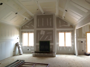 Family room taped and mudded