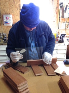 Bill putting together one of the upper wall cabinet doors.