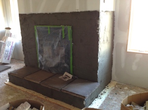 Fireplace all ready for the stone
