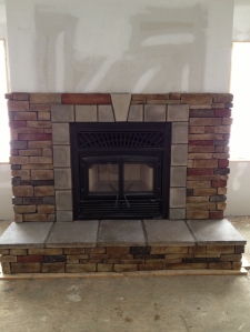 Our stone fireplace (minus the mantle)