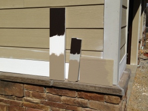 Clay and bronze on siding and trim samples