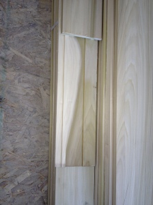 All our trim (baseboards, window and door trim, beams, and interior doors) is in poplar.