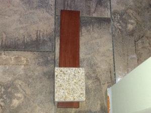 Matching up the tile floor with vanity sample, granite and the wall color.