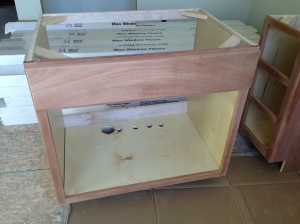 Sink base island cabinet before stain