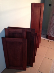Cabinet doors stained