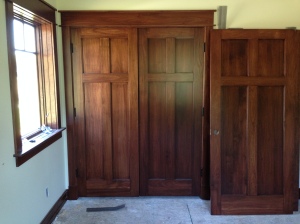 Double closet doors in one of the bedrooms (garage entry door still to be installed)