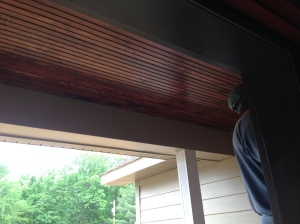 Installing the tongue-and-groove porch ceiling