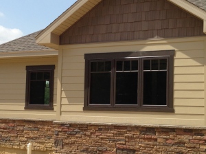 Close-up of front window trim